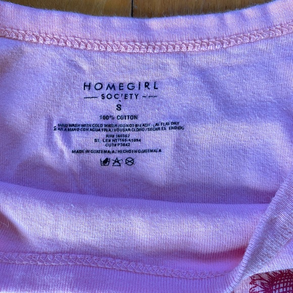 Home Girl Society Pink Butterfly Crop Tank Top- Juniors S - Picture 2 of 3